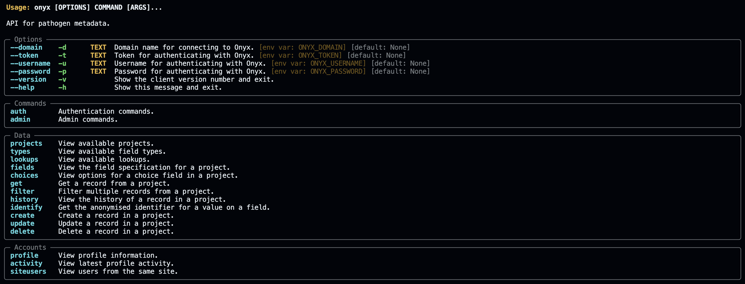 Image of the Onyx command-line interface